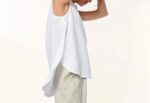 Women tank top casual summer sleveless buttoned back white top