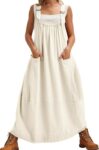 Women barrell overall dress women loose dress tan color