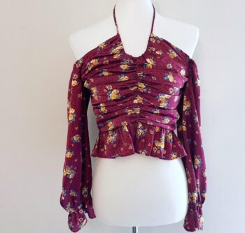 Floral burgundy floral design long sleeve top
