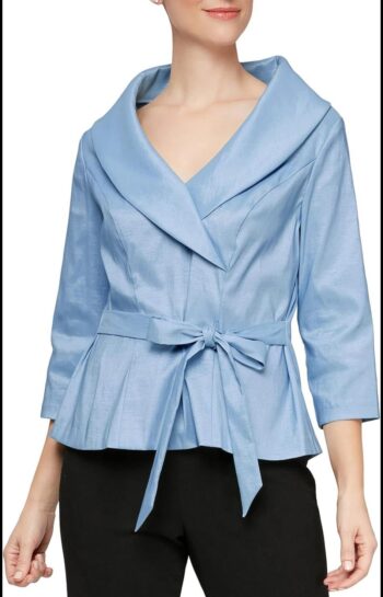 Women's Stretch Taffeta 3/4 Sleeve Formal Blouse, Special Occasion Dress Shirt