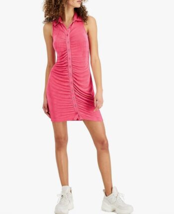 woman’s Slinky pink Dress buttoned