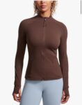Womens Full Zip Workout Jackets Slim Fit Track Athletic Tops with Thumb Holes