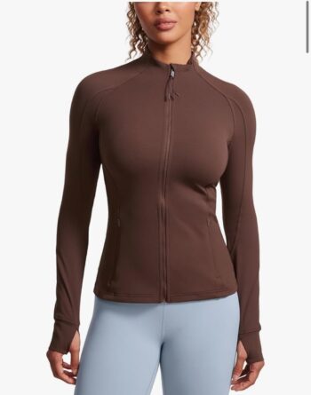 Womens Full Zip Workout Jackets Slim Fit Track Athletic Tops with Thumb Holes