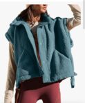 Women Oversized Fleece Vest Winter Warm Stand Collar Flysleeve Fuzzy Jackets Outerwear Coat with Pockets