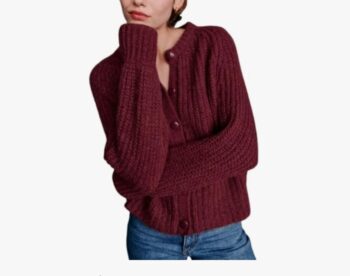 Bianstore Women's Casual Long Sleeve Crewneck Button Down Cardigan Sweater Knit Outwear