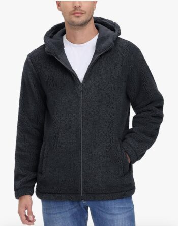 TACVASEN Men's Fuzzy Sherpa Jacket Fleece Lined Zip Up Hoodies Winter Thermal Work Casual Warm Jackets Plain Coats