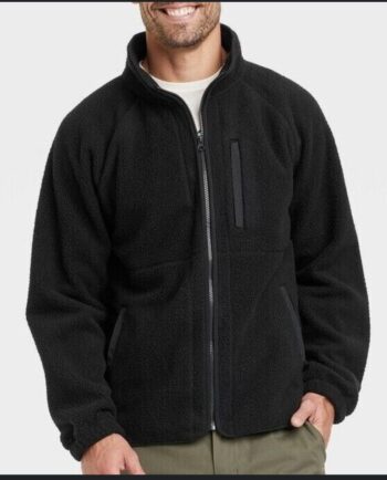 BLACK High Pile Fleece Zip-up Sweatshirt Jacket - Goodfellow Men's