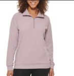 Marc New York Ladies' Ribbed Quarter Zip Pullover with Pockets,