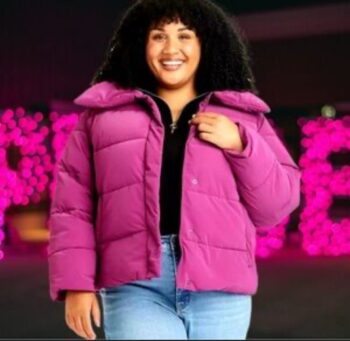 Woman purple puffer