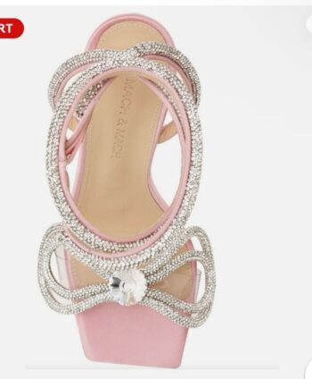 Mach & Mach Double Crystal Bow Square Toe Sandal