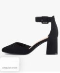 Women's Pointed Toe Low Chunky Heels Closed Toe Ankle Strap Dress Pump Shoes - Available in Wide Sizes