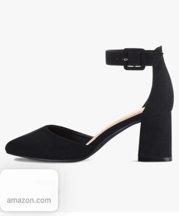 Women's Pointed Toe Low Chunky Heels Closed Toe Ankle Strap Dress Pump Shoes - Available in Wide Sizes