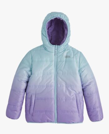 Girls 2 tone fade puffer reversible jacket