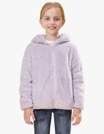 girls fuzzy purple wool jacket zip up