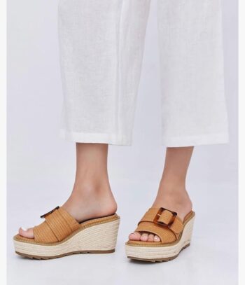 Coutgo Women's Wedge Platform Espadrille Slide Sandals Slip On Open Toe High Heels Buckle Casual Summer Shoes