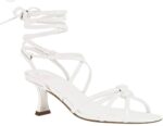 Coutgo Womens Strappy Heels Kitten Heel Lace Up Sandals Open Square Toe Knot Fashion Heeled Sandal Shoes