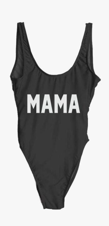 swim mama logo black swimsuit
