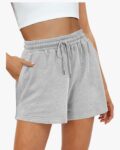 Buauty Womens Sweat Shorts, Summer Lounge Cotton Drawstring Shorts with Pockets Athletic Running Active Elastic Shorts 2025