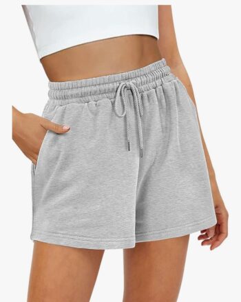Buauty Womens Sweat Shorts, Summer Lounge Cotton Drawstring Shorts with Pockets Athletic Running Active Elastic Shorts 2025