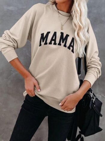 Dressmine Womens Crewneck Mama Sweatshirt Oversized Maternity Long Sleeve Shirt Cute Sweaters Graphic Hoodies