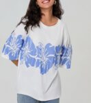 Oversized Graphic Shirt for Teens Girl Y2K Ocean Floral Short Sleeve Baggy Tee Shirts Vintage Aesthetic Coastal Tops