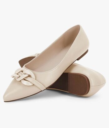 Coutgo Women's Ballet Flats Chain Pointed Toe Slip On Flats Shoes for Women Dressy Comfort Loafers