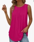 Women Teen Girls 2025 Summer Plain Long Tunic Top Dressy Casual Work Loose fit Sleeveless Shirts