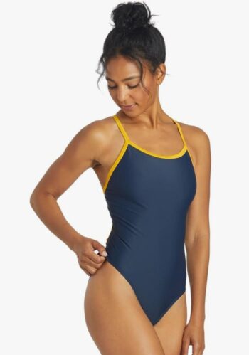 Sporti Thin Strap Athletic One Piece Swimsuit for Women - Solid Bathing Swimsuits for Competiton