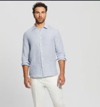 White and blue guess polo shirt