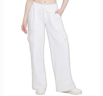 Wild Fable Women's White Mid-Rise Wide Leg Baggy Cargo SweatPants