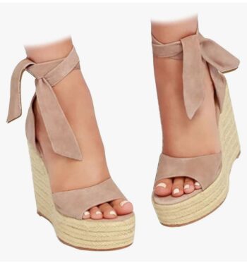 Womens Espadrilles Wedges Sandals Heels Open Toe Tie Lace Up Platform Ankle Strap Summer Dress