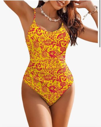 Women's One Piece Swimsuits Tummy Control Bathing Suits Cutout High Cut Ruched Adjustable Strap Swimwear with O Ring