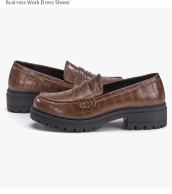 Women's Platform Penny Loafers Comfort Chunky Heel Slip On Business Work Dress Shoes