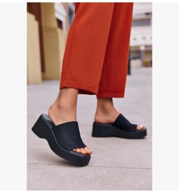 Minshluu Womens Wedge SIides Sandals Platform Open Toe Slip On Elastic Band Wedges Shoes