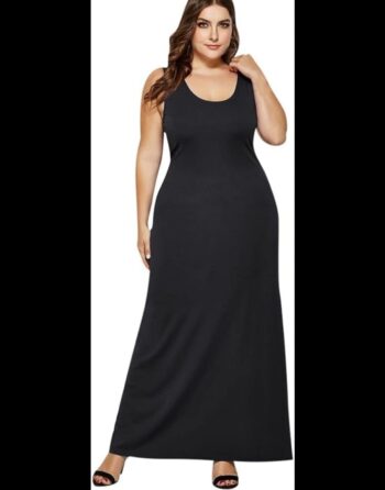 Sleeveless Tank Dress Summer Casual Scoop Neck Loose Long Dress