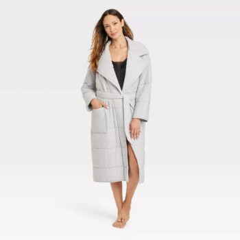 Stars Above Women’s Quilted Robe - Heather Grey