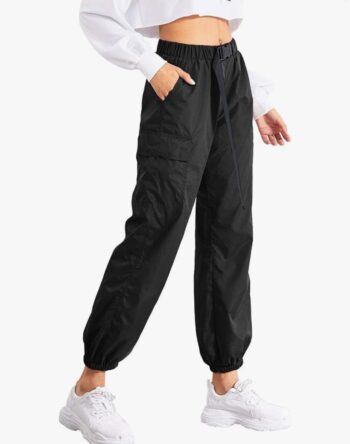 Women's Pockets Casual Neon Joggers Baggy Cargo Pants
