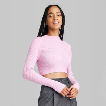 Women's Cropped Fitted Sweater Top - Wild Fable Light Pink