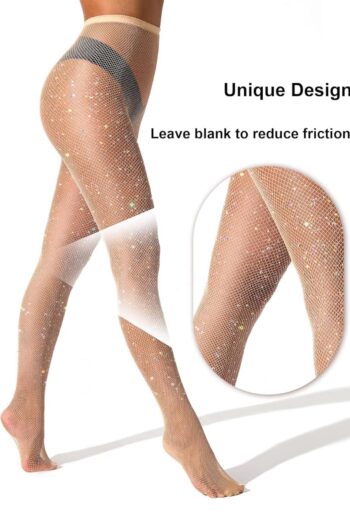 VEBZIN Extra Sparkly Holographic Fishnets Tights Fishnet Stockings Rhinestone Fishnet Tights for Women