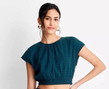 Women's Short Sleeve Cinched Crop Top Future Collective Jenny Lopez