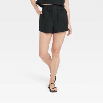 Women's High-Rise Linen Pull-On Shorts - A New Day
