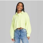 Women's Fleece Jacket oversize- Wild Fable Charcoal- Vibrant Yellow