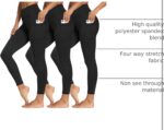 3 Packs Leggings with Pockets for Women, Soft High Waisted Tummy Control Workout Yoga Pants