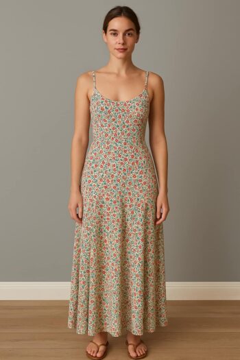 floral print midi dress multicolored