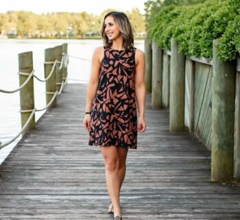 A-New-Day-Woman-s-Black-Brown-Sleeveless-Mini-Linen-Shift-Dress