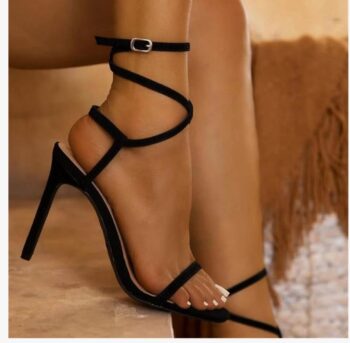 Coutgo Womens Strappy Lace up Heels Sandals Sexy High Heeled Ankle Strap Summer Dress Shoes