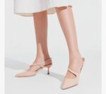 Coutgo Womens Slingback Kitten Heels Closed Pointed Toe Pumps Ankle Strap Comfort Office Dress Shoes
