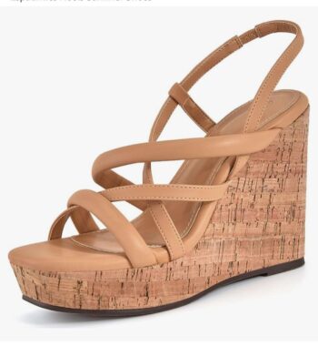 Coutgo Women Platform Wedge Sandals Cork Slingback Wedges Espadrilles Heels Summer Shoes