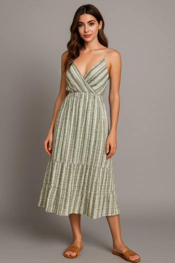 Striped Spaghetti Strap Midi Dress – Breezy Elegance for Everyday Wear