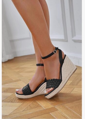 Coutgo Womens Platform Wedge Sandals Ankle Strap Braided High Heel Open Toe Espadrille Shoes